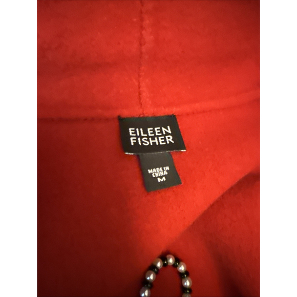 Eileen Fisher Wool Cashmere 2 Pocket Cardigan Jacket Red Size Medium - Picture 4 of 5